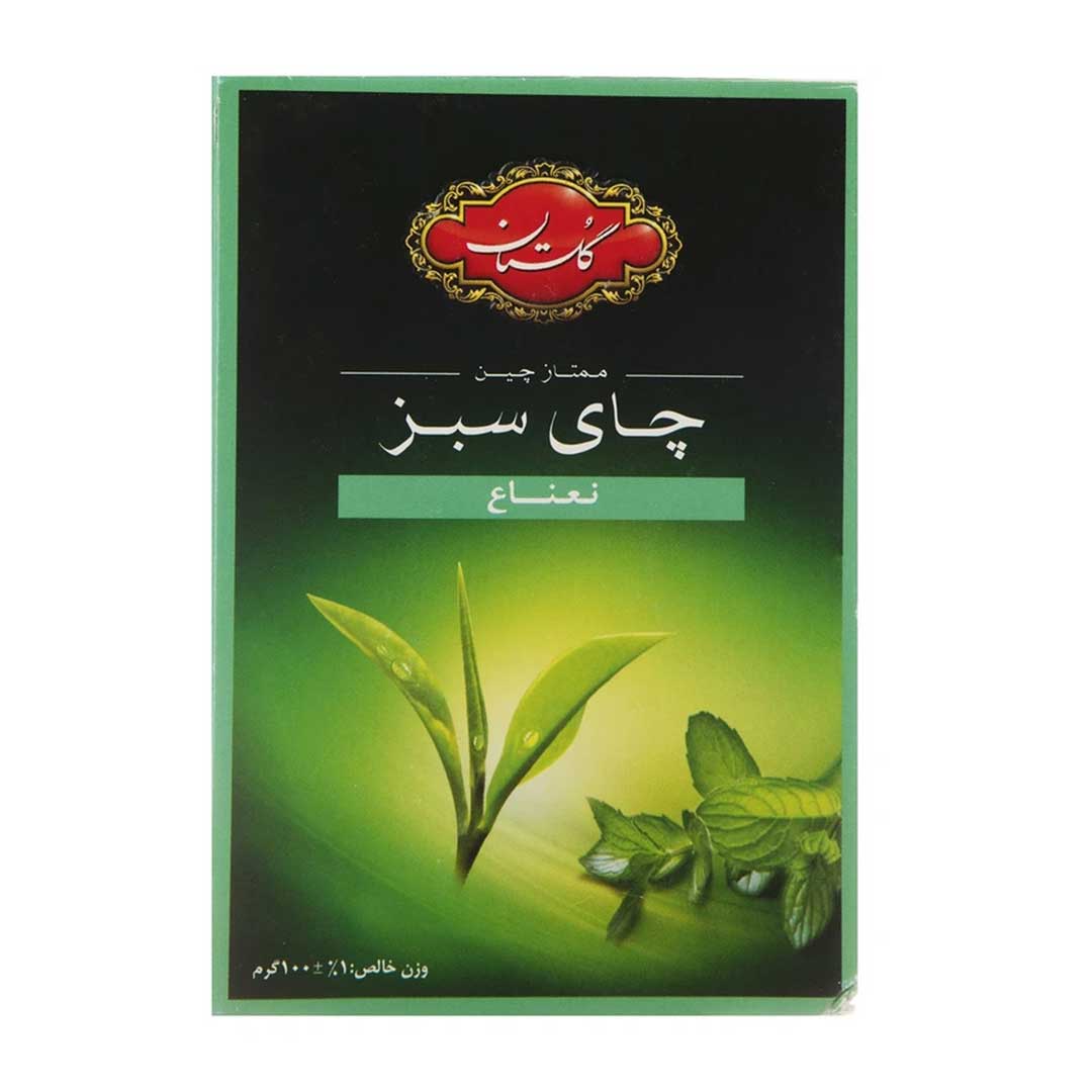 چای سبز گلستان با طعم نعنا مقدار 100 گرم